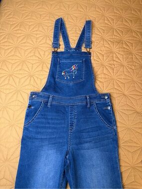 Cat & Jack Blue Denim Unicorn Embroidered Overalls with Adjustable Straps
